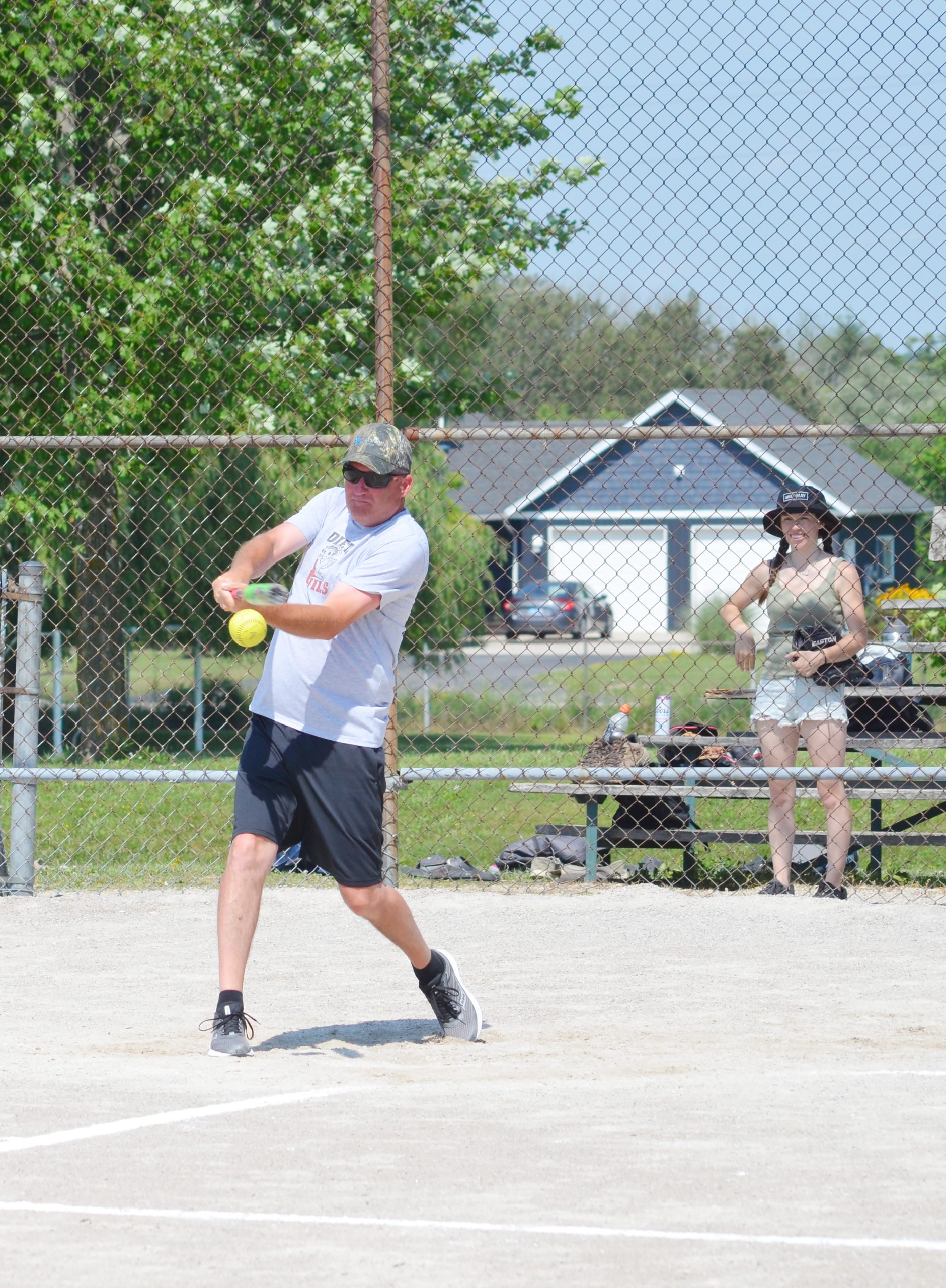 The Mildmay Agricultural Society held its annual Family Fun Two-Pitch tournament at the pavilion behind the Mildmay-Carrick Recreation Centre on Saturday. Shown are the Dietz Devils taking on the Ruetz-Burgess squad in early-day action. (Denny Scott photo)