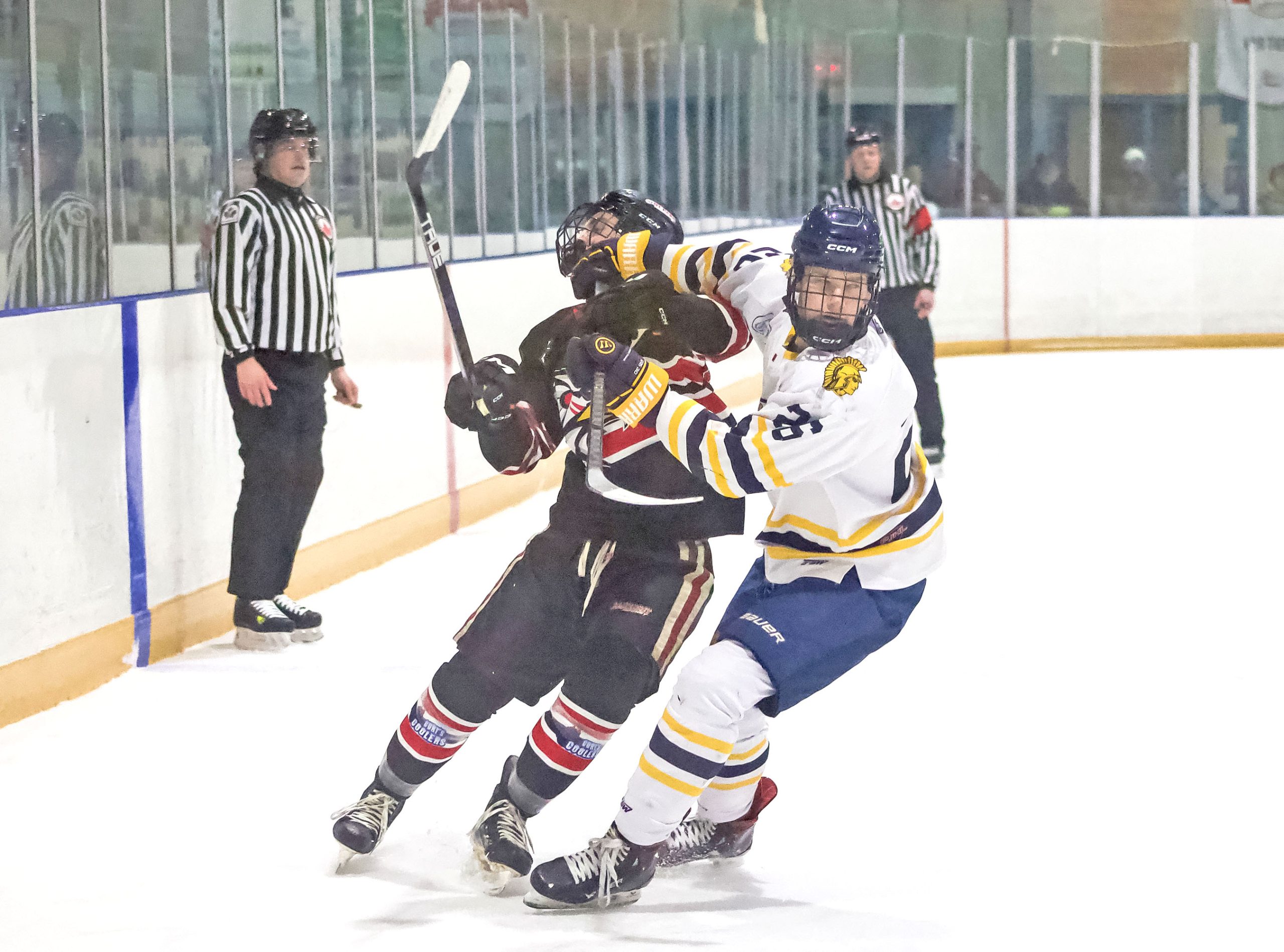 The Wingham Ironmen struggled during a game against the Mitchell Hawks in PJHL action on Jan. 9 in Wingham, losing 5-1. This was the second of three losses over the last week, which has seen the Ironmen fall further behind the pack and remain in last place. (Nicole Beswitherick photo)