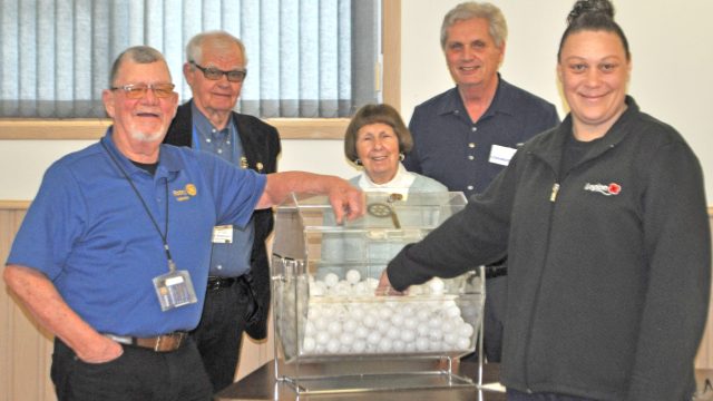 Contributed photo The April 16 Walkerton Rotary Draw winners are Mark Rogan - $1,000; Mike and Kathy Moran - $500; Ruth and David Murray - $300; Elizabeth Long, Mandi Craddock and Cindy Goetz - $250; and Carolyn Biesenthal - $150. From left, making the draw, are: Rotarians Tom Traversy, Albert Bonnevelt, Flo Gutscher, and Jim Bonhart; and Nikki Allen.